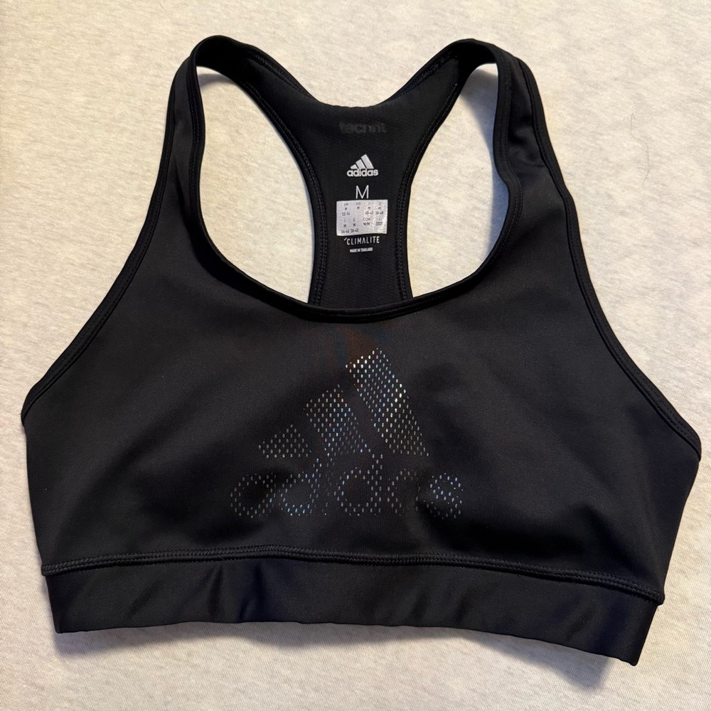 Adidas Black Racerback Sports Bra Moisture-Wicking
